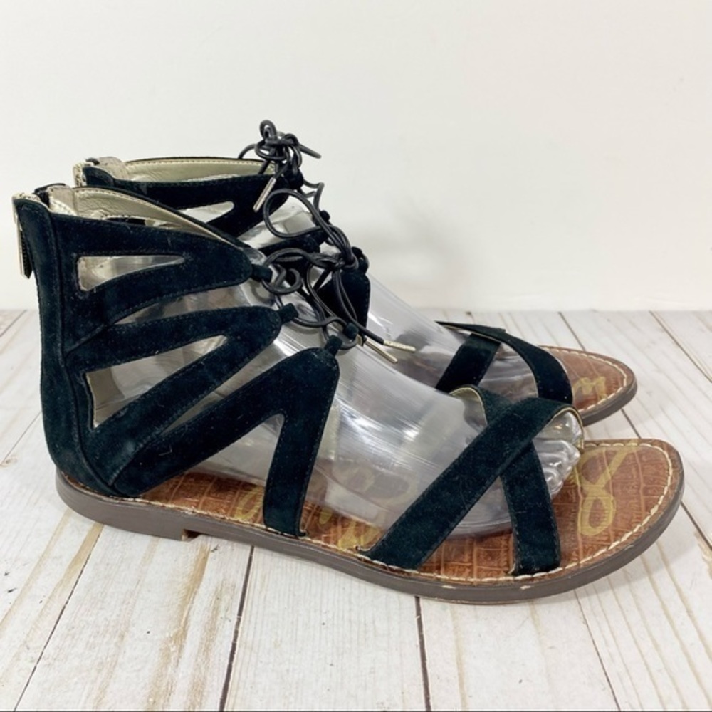 Sam Edelman Katya Gladiator Sandal Black Leather Suede 9
